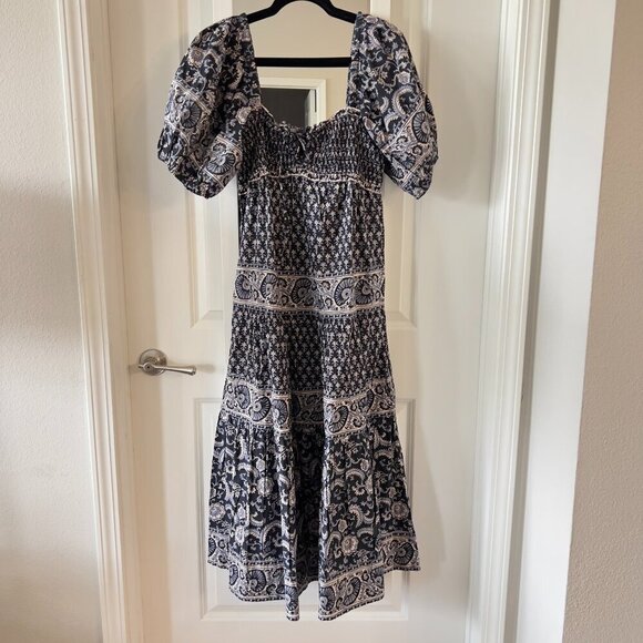 468 NEW Sea NY Black Jasper Paisley Print Midi Dress Size Medium Color Black - Picture 2 of 12